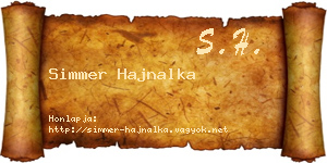 Simmer Hajnalka névjegykártya
